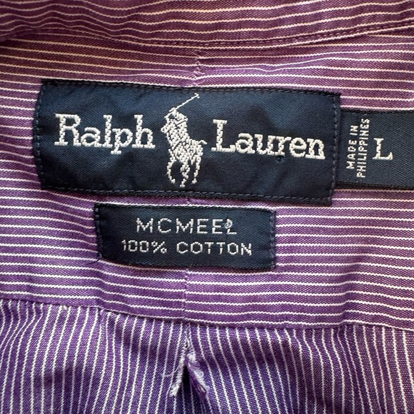 RALPH LAUREN MCMEEL Long Sleeve Striped Dress Shirt Men's Size Large - Picture 3 of 7